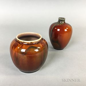 Two Small Rookwood Pottery Glaze Effect Vases