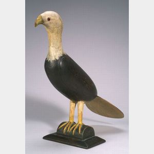 Folk Art Carved and Painted Wooden Bald Eagle