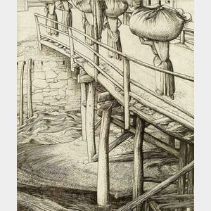 Lot of Three Figural Prints: Robert Sargent Austin (British, 1895-1987),The Wooden Bridge, Sottocastello