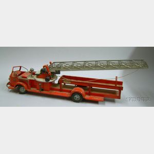 Doepke Rossmoyne Red-painted Steel Ariel Ladder Truck