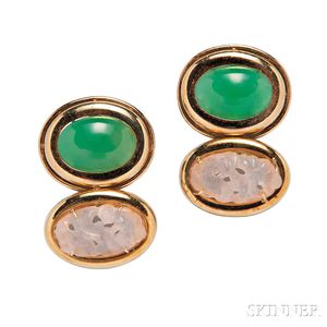 18kt Gold and Hardstone Earclips, Tambetti