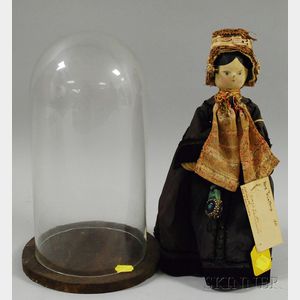 Wood Jointed Doll with Display Dome