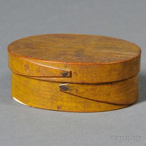 Small Oval Yellow-painted Lapped-seam Covered Box