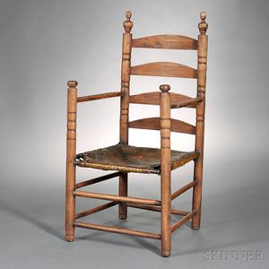 Maple and Oak Slat-Back Armchair