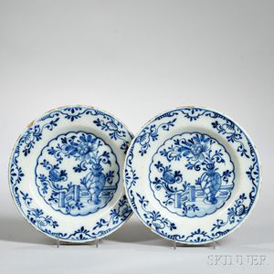Two Blue and White Delft Plates