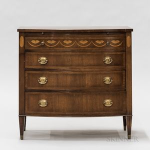 Georgian-style Inlaid Mahogany Veneer Bow-front Bachelor's Chest
