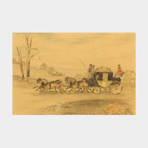 Attributed to Henry Alken, Jr. (British, 1810-1894) London Winchester and Southampton Coach near Winchester