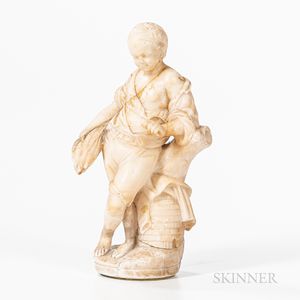 Small Alabaster Carving of a Boy with a Chaff of Wheat