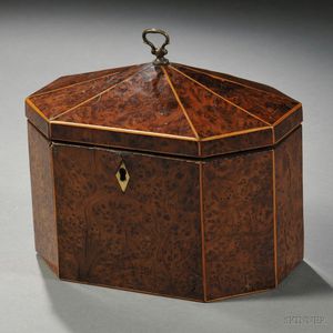 George III Amboyna-veneer Tea Caddy