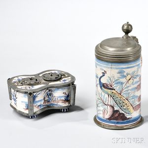 Polychrome Delft Tankard and Inkwell