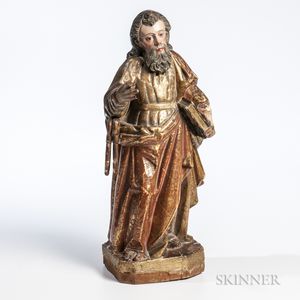 Carved Parcel-giltwood Figure of St. Peter