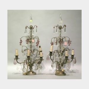 Pair of Tiered Candelabras with Lustres.