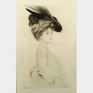 Paul Cesar Helleu (French, 1859-1927) Femme au Chapeau.