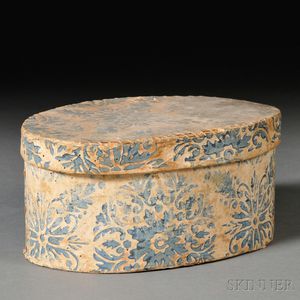 Blue Floral-decorated Oval Bandbox