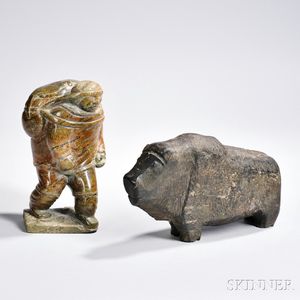 Two Carved Stone Inuit Carvings