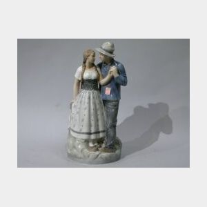 Large Royal Copenhagen Porcelain Figure of a Dutch Man and Woman
