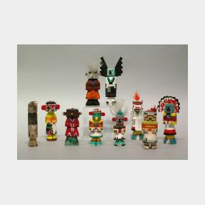 Ten Southwest Native American Painted Kachinas.