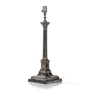 Edward VII Sterling Silver Column Lamp