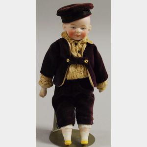 Bisque Shoulderhead Boy Doll in Velvet Suit