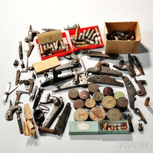 Group of Gun Parts, Cartridges, and Musket Tools