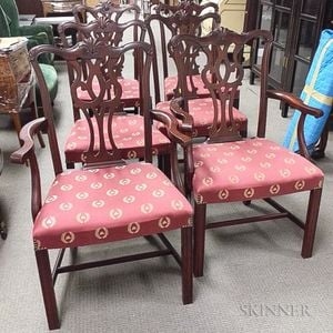 Set of Six Chippendale-style Carved Mahogany Dining Chairs