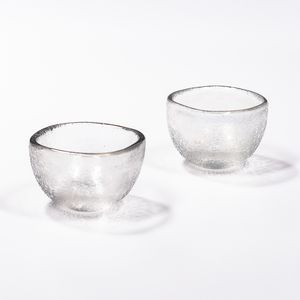 Two Carlo Scarpa for Venini Corroso Murano Glass Bowls