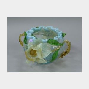 Victorian Applied Floral Decorated Glass Bowl.