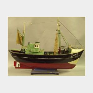 Painted Wooden Model of the Fishing Trawler Rembrandt