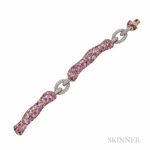 18kt Rose Gold, Fancy Colored Sapphire, and Diamond Bracelet