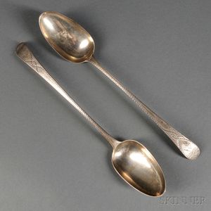 Two George III Sterling Silver Stuffing Spoons