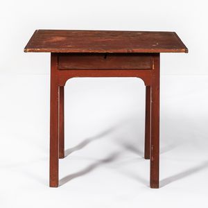 Red-Painted Writing Table with Drawer