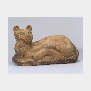 American School, 19th/20th Century Folk Carving of a Cat