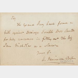 James Fenimore Cooper Signed Letter to a Gentleman