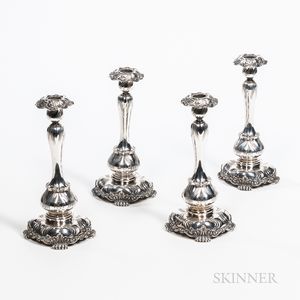 Four Art Nouveau Tiffany & Co. Sterling Silver Candlesticks