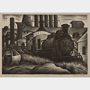 Paul Raphael Meltsner (American, 1905-1966) Lot of Four Industrial and Train Yard Views: Tank Cars, Excavation, The Iron Horse, and ...