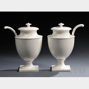 Two Wedgwood Queen's Ware Covered Tureens with Ladles