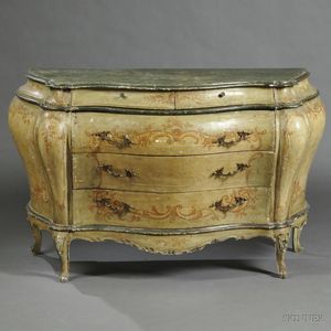 Venetian-style Painted Bombe Commode