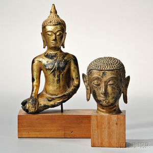 Gilt-bronze Buddha Bust and Head