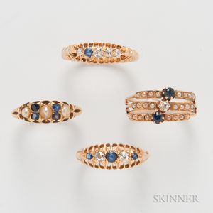 Four 18kt Gold and Sapphire Rings