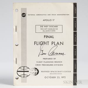 Apollo 17, Final Flight Plan Signed by Eugene Cernan.
