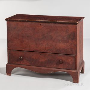 Small Red Grain-painted Pine Chest-over-drawer