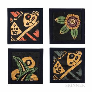 Four Wiener Werkstatte-style Silk Panels