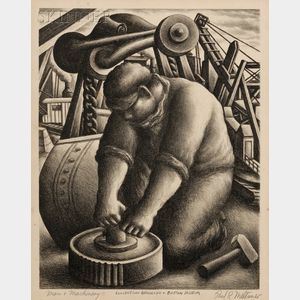 Paul Raphael Meltsner (American, 1905-1966) Man + Machinery.