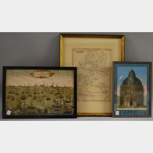 Three Framed Hand-colored Prints