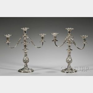 Pair of Sheffield Silver-plated Convertible Candelabra