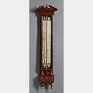 Dutch Neoclassical Mahogany Barometer, Thermometer, and Contraleur