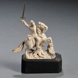 Carved Ivory Knight on Horseback
