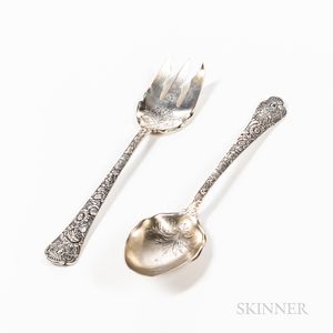 Pair of Gorham Cluny Pattern Sterling Silver Servers