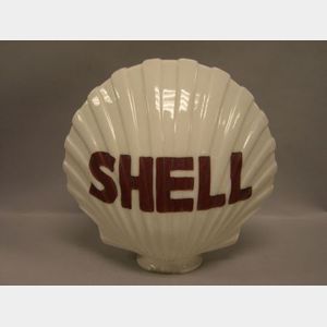 Shell Gasoline Stenciled Molded Milk Glass Pump Globe.