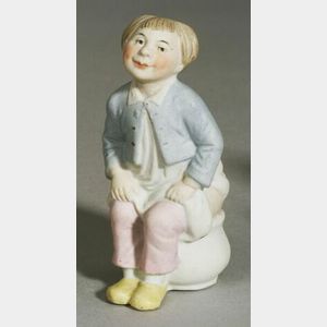 All Bisque Molded Figure on Chamber Pot